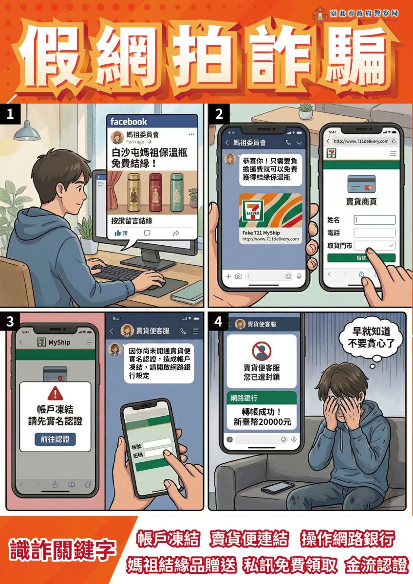四格漫畫-假網購詐騙 A4大小