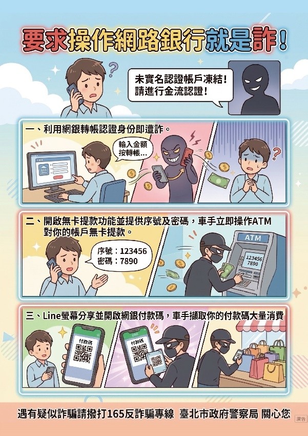 要求操作網路銀行就是詐!