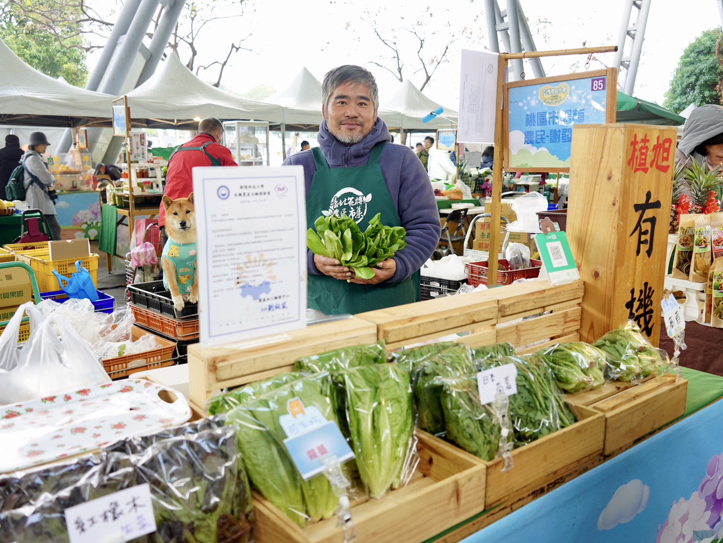假日到臺北花博農民市集將新鮮蔬菜帶回家