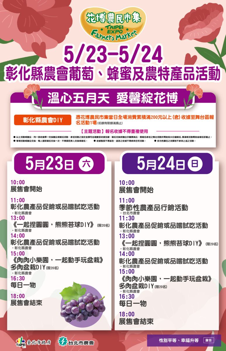 5/23-5/24 彰化縣農會葡萄、蜂蜜及農特產品活動