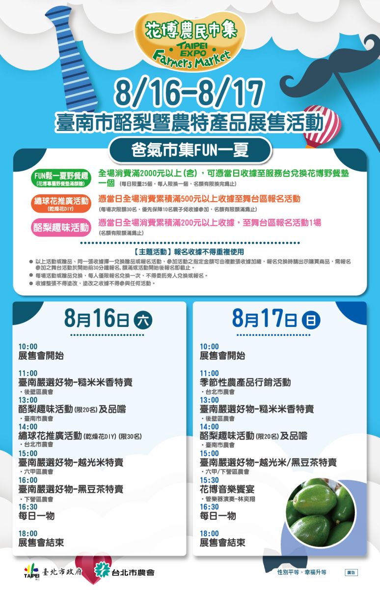 8/16-8/17 臺南市酪梨暨農特產品展售活動