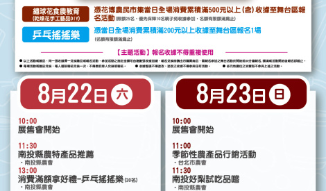 8/22-8/23 南投縣茶葉、梨暨農特產品展售活動